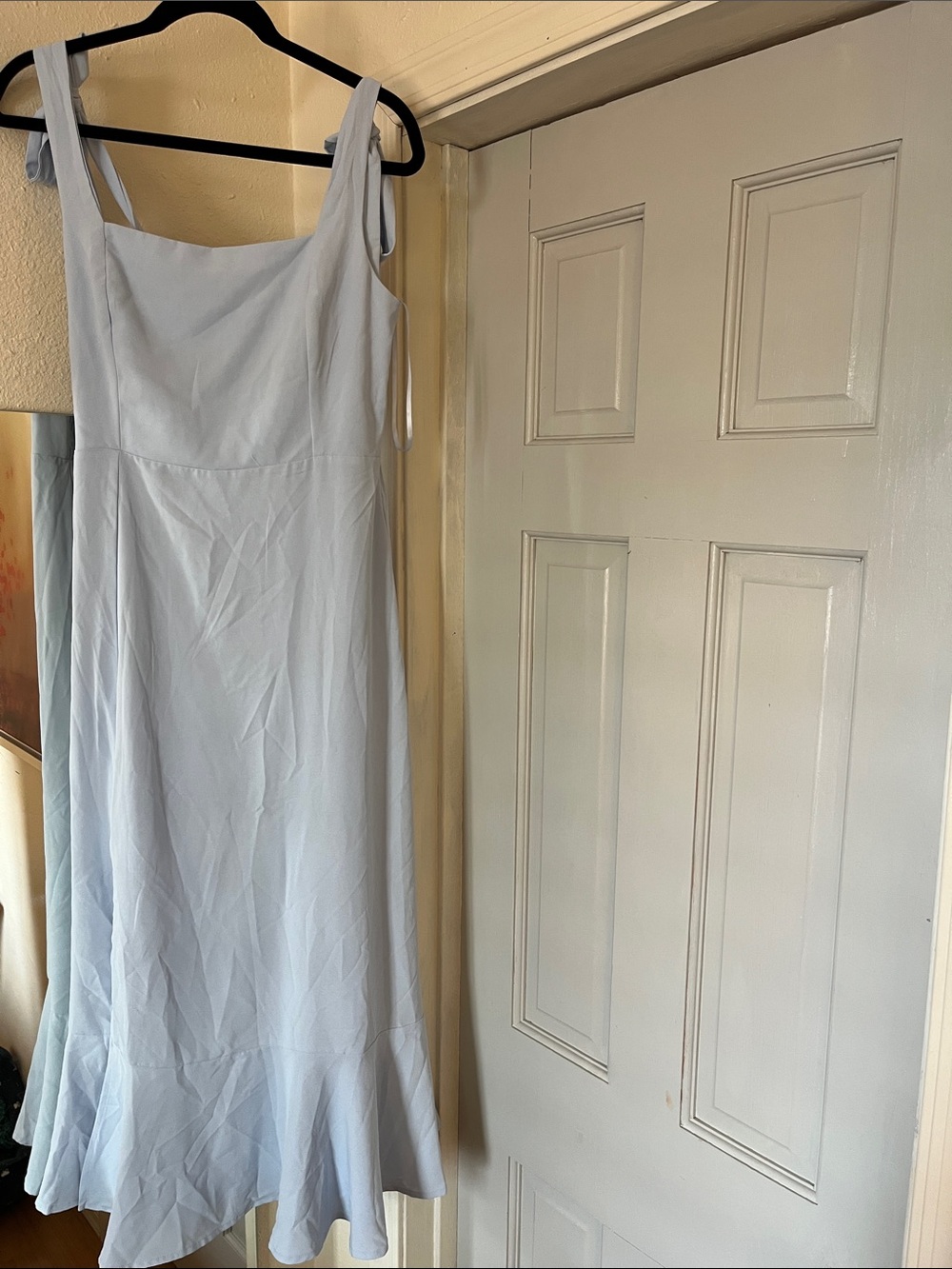 Light Blue Maxi Dress with Tie Shoulder Straps